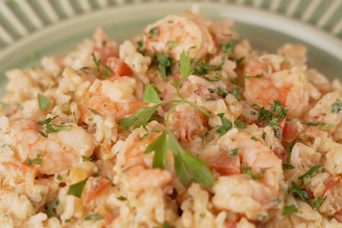 arroz cremoso com camarão